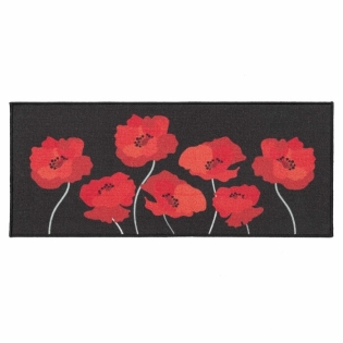 Tapis rectangle 50 x1 20 cm – Coquelicots – Finition surjet – antidérapant