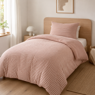 Housse de couette réversible 140 x 200 cm gaze de coton Livia Abricot