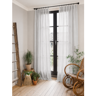 Lot de 2 Rideaux Gaze de Coton Nuage 140x300 cm Ajustables – 8 Anneaux Pinces Inclus – Rideaux Tamisants Haut de Gamme