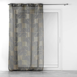 Panneau a oeillets 140 x 280 cm voile sable imp. metallise lineor Anthracite/or