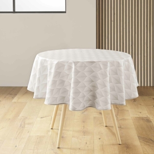 Nappe ronde (0) 180 cm polyester imprime kalini Naturel