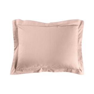 Taie d'oreiller 50 x 70 cm uni 57 fils lina  +point bourdon Rose