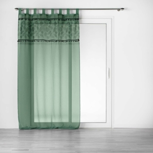 Panneau a passants 140 x 280 cm voile sable+top imprime+pompon milagreen Vert
