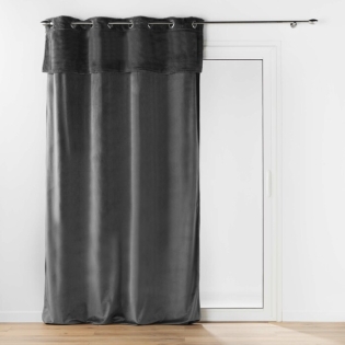 Rideau à Œillets 140 x 240 cm – Velours et Imitation Fourrure – Caresse Anhracite