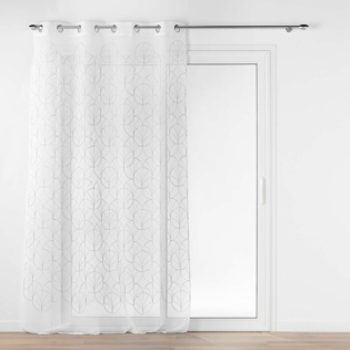 Voilage à Œillets 140 x 240 cm – Voile Sablé Brodé Métallisé – Félicia Gris sur Mon Linge de Maison Voilage à Œillets 140 x 240 cm – Voile Sablé Brodé Métallisé – Félicia Gris