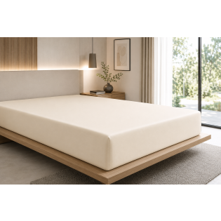 Drap-Housse 180 x 200 cm Prestige Crème – Satin de Coton Peigné 120 fils/cm² – Bonnet 30 cm sur Mon Linge de Maison Drap-Housse 180 x 200 cm Prestige Crème – Satin de Coton Peigné 120 fils/cm² – Bonnet 30 cm