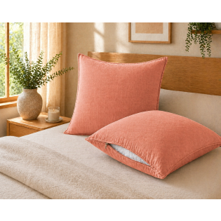 Lot de 2 taies d’oreiller 63 x 63 cm Lyocell uni – LYSANDRE Terracotta sur Mon Linge de Maison Lot de 2 taies d’oreiller 63 x 63 cm Lyocell uni – LYSANDRE Terracotta