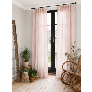 Lot de 2 Rideaux Gaze de Coton Guimauve 140x300 cm Ajustables – 8 Anneaux Pinces Inclus – Rideaux Tamisants Haut de Gamme