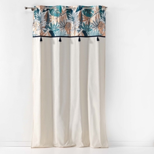 Rideau a oeillets 140 x 240 cm en coton + haut metallisé Alianor Naturel