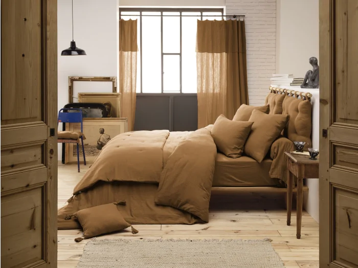 Housse de couette 200 x 200 cm en double gaze de coton – Camel