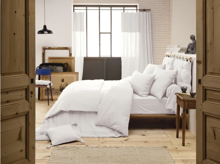 Housse de couette 200 x 200 cm en double gaze de coton – Blanc
