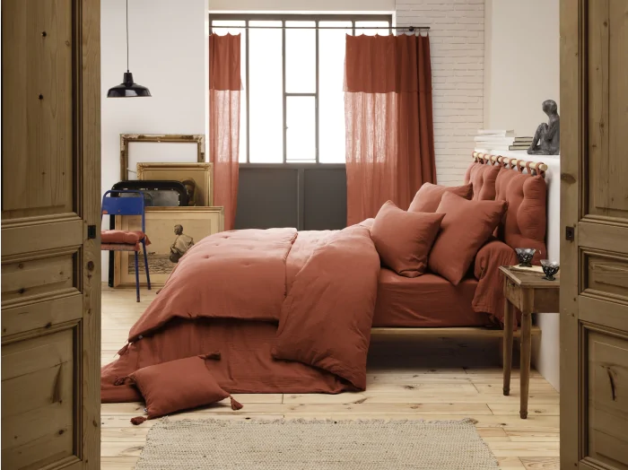 Housse de couette 200 x 200 cm en double gaze de coton – Terracotta