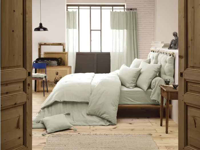 Housse de couette 200 x 200 cm en double gaze de coton – Vert d'eau
