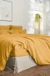 Drap plat 240 x 300 cm lin lavé soline miel Jaune