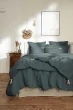 Drap Plat Soline 100% lin lavé – 270 x 300 cm – Ardoise (Lin Français)