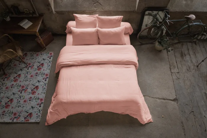 Housse de couette gaze de coton Luxe 260 x 240 cm Rose pêche