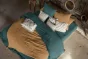 Housse de couette double gaze de coton luxe 240 x 220 cm Gaia Bleu canard