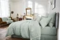 Drap Plat Soline 100% lin lavé – 240 x 300 cm – Eucalyptus (Lin Français)