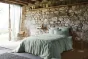 Drap housse 180 x 200 cm – Lin lavé Soline Eucalyptus - Bonnet 30 cm