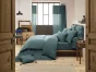 Housse de couette double gaze de coton luxe 240 x 220 cm Gaia Bleu canard