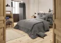 Housse de couette double gaze de coton luxe 240 x 220 cm Gaia Gris anthracite