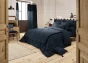 Housse de couette double gaze de coton luxe  240 x 220 cm Gaia Bleu foncé