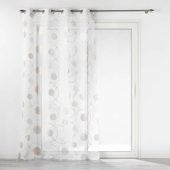 Voilage a oeillets 140 x 240 cm voile sable imprime metallise oliane