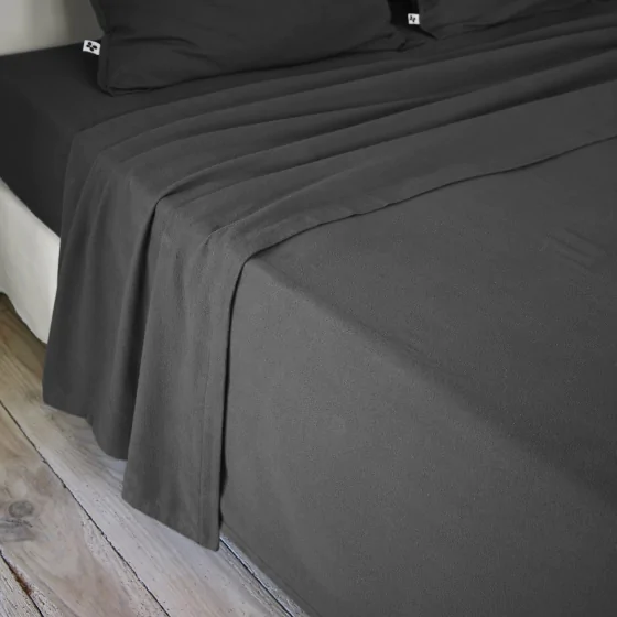 Drap plat 240 x 300 cm flanelle  de coton chaude Candice Anthracite