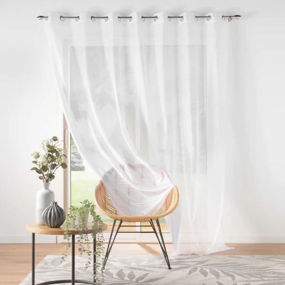 Voilage carré à oeillets  240 x 240 cm voile sable Lissea Blanc