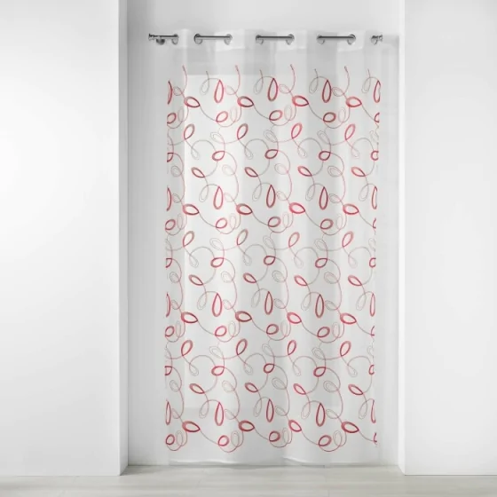 Panneau a oeillets 140 x 280 cm voile sable brode hoops Rouge