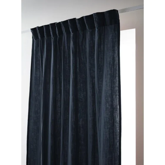 Rideau Galon Fronceur 140 x 240 cm - Double Gaze de Coton - Uni Gaïa Bleu Marine