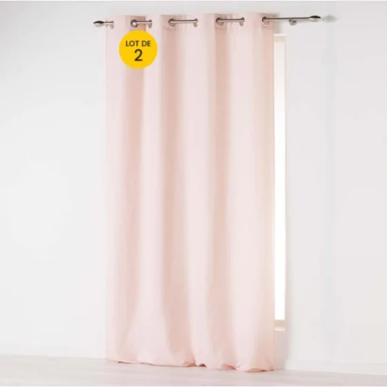 Lot de 2 Rideaux uni 140x 260 cm Absolu en microfibre Rose