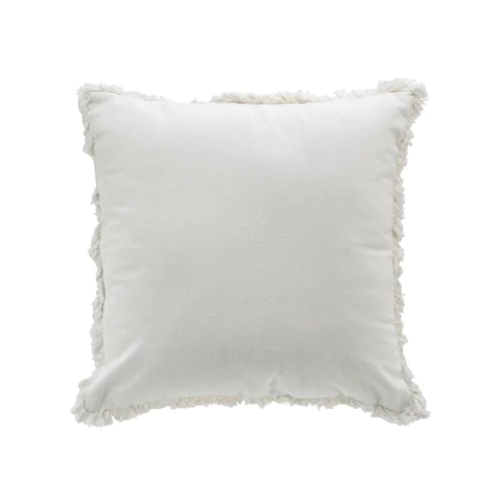 Coussin déhoussable à franges 45 x 45 cm coton Eve Naturel
