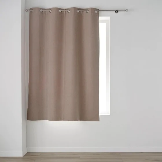 Rideau a oeillets 135 x 180 cm 100% occultant/chambray uni Occultiss Noisette