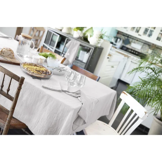 Nappe rectangle 150 x 250 cm Gaze de coton Gris clair