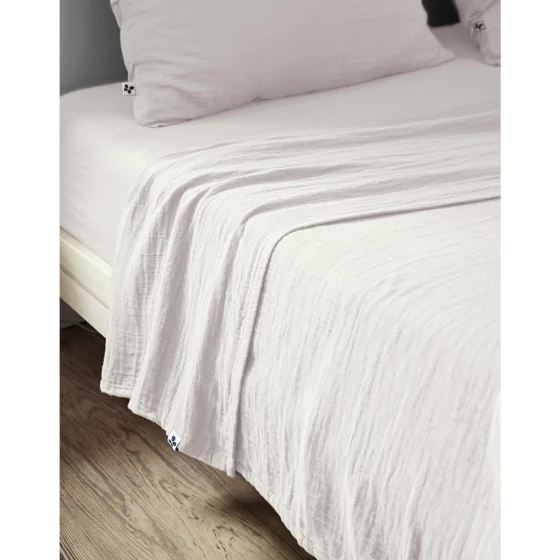 Drap plat 240 x 300 cm Double gaze de coton luxe Gaïa Blanc