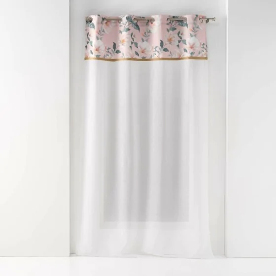 Panneau a oeillets 140 x 280 cm voile sable+top imprime+jute alissia top Rose