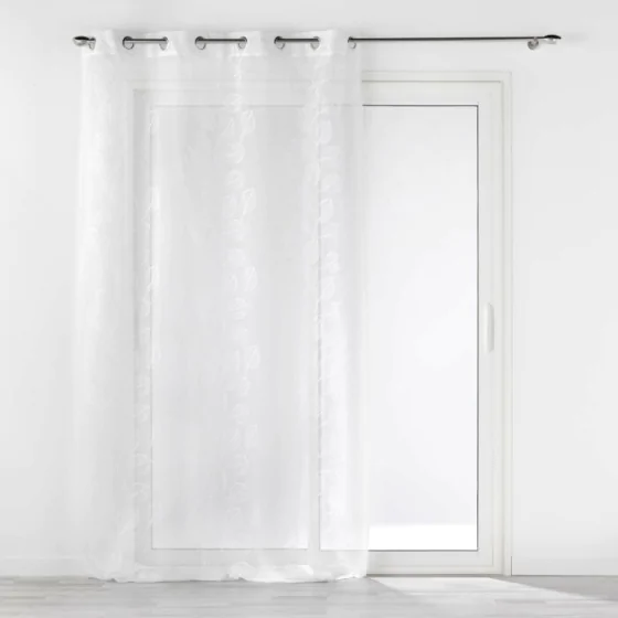 Panneau a oeillets 140 x 240 cm voile sable brode edenia Blanc