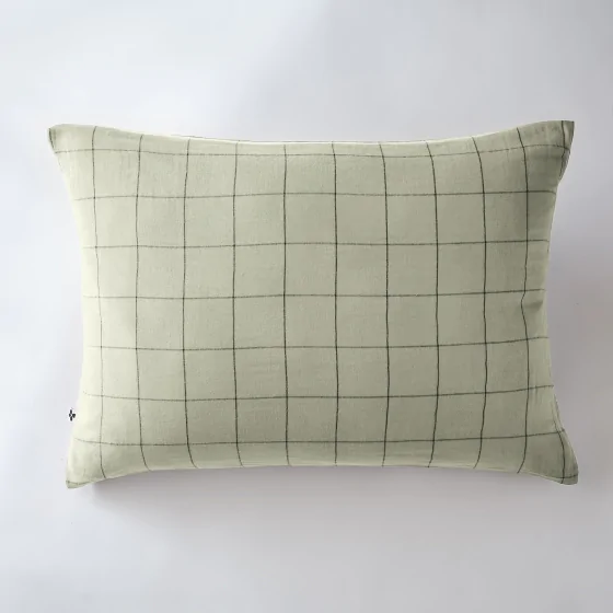 Taie d'oreiller gaze de coton tissée  50 x 70 cm Gaia Match Vert d'eau
