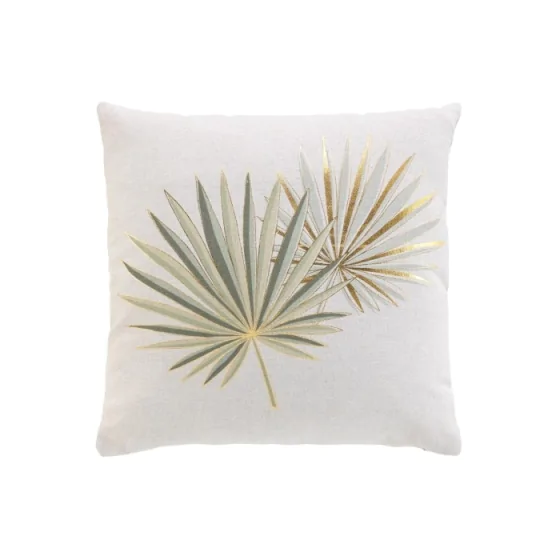 Coussin dehous. compresse 45 x 45 cm polycoton imp. metal. lotus  des. place Vert