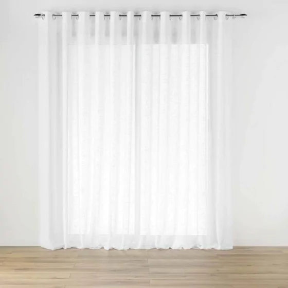 Voilage baie vitrée 400 x 240 cm effet lin tisse haltona Blanc