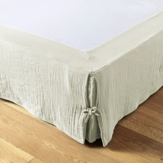 Cache-sommier gaze de coton 160 x 200 cm Gaia vert d'eau