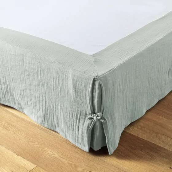 cache-sommier 90 x 190 cm gaze de coton unie gaïa eucalyptus