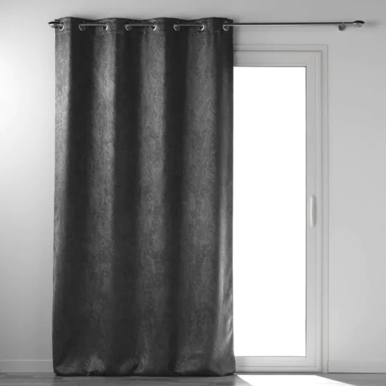 Rideau grande hauteur 135 x 280 cm occultant velours frappé Melodie Anthracite