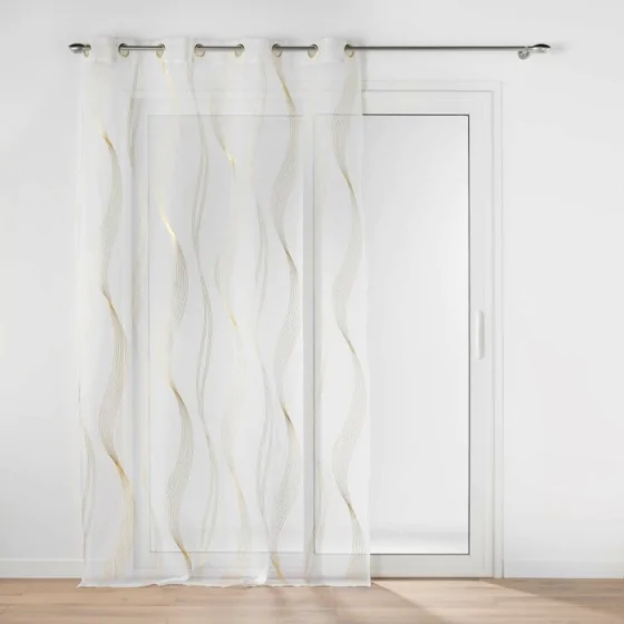 Voilage a oeillets 140 x 280 cm voile sable imprime metallise elona Or