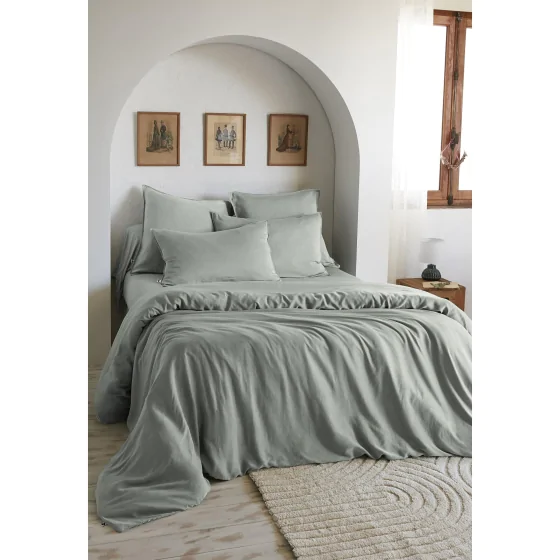Housse de Couette 260 x 240 cm – Lyocell Uni Lysandre Lichen