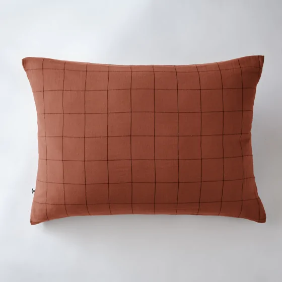 Taie d'oreiller gaze de coton tissée  50 x 70 cm Gaia Match Terracotta