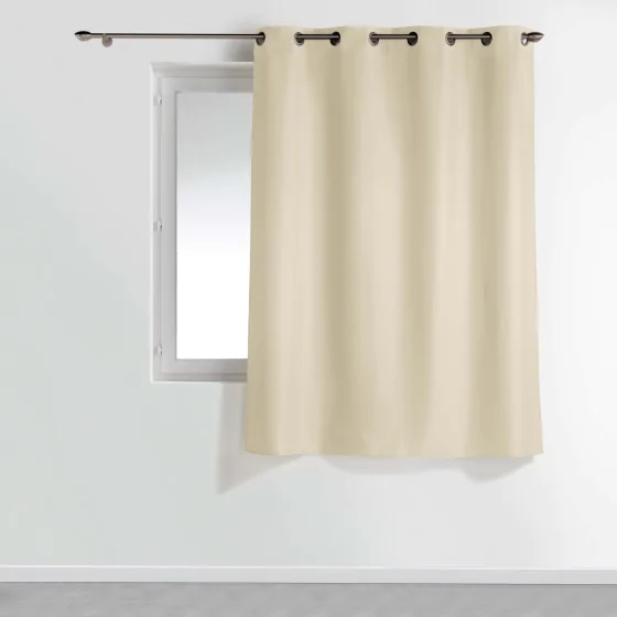 Rideau à œillets petite hauteur 140 x 180 cm – polyester uni essentiel – Naturel