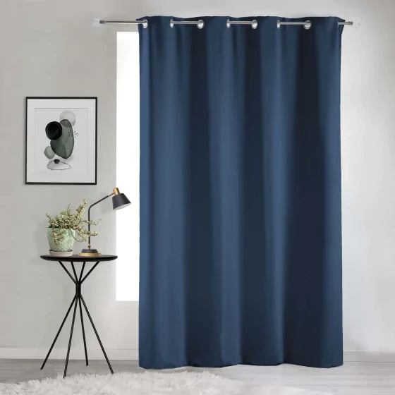 Rideau Occultant Grande Hauteur 135 x 280 cm – Uni Bleu Marine – À Œillets