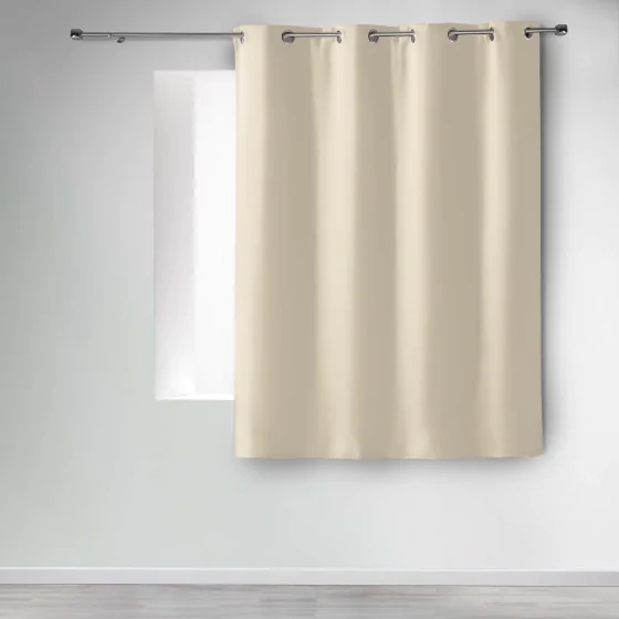  Rideau occultant à œillets 135 x 180 cm – Uni Naturel – Petite hauteur –